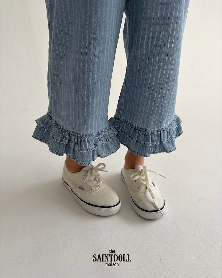 Saintdoll Petit Ruffle Hem Wide-Leg Denim Pants — Mother & Child Matching