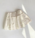 Mellounge Double Shirring Mini Skirt with Lace Trim — Built-in Shorts Lining