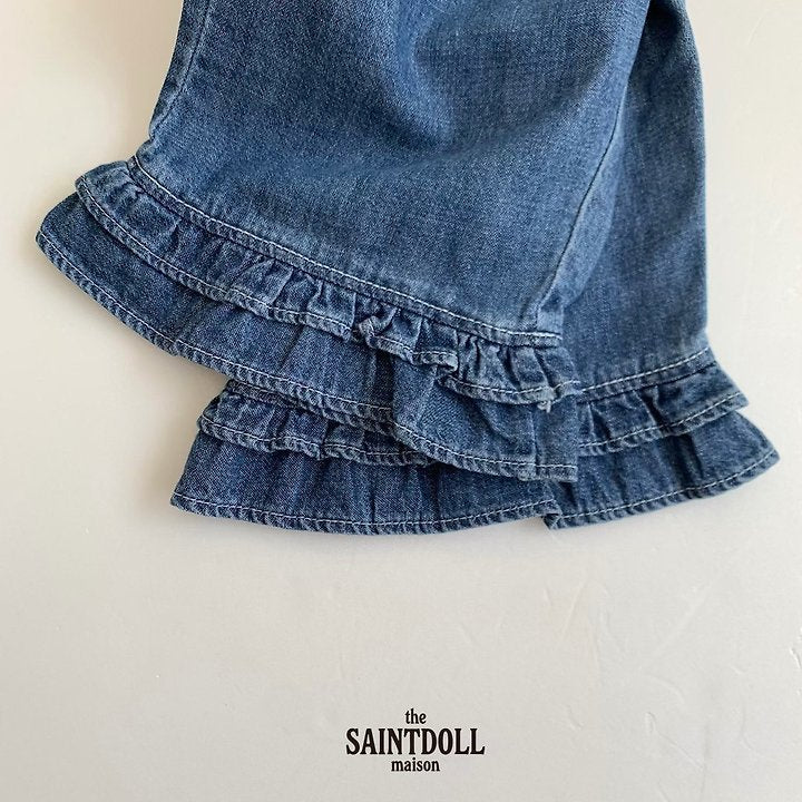 Saintdoll Petit Ruffle Hem Wide-Leg Denim Pants — Mother & Child Matching