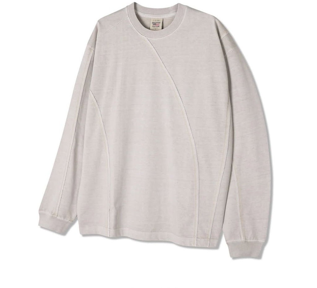 T-shirt a maniche lunghe in cotone pesante USA con pigmento curvo