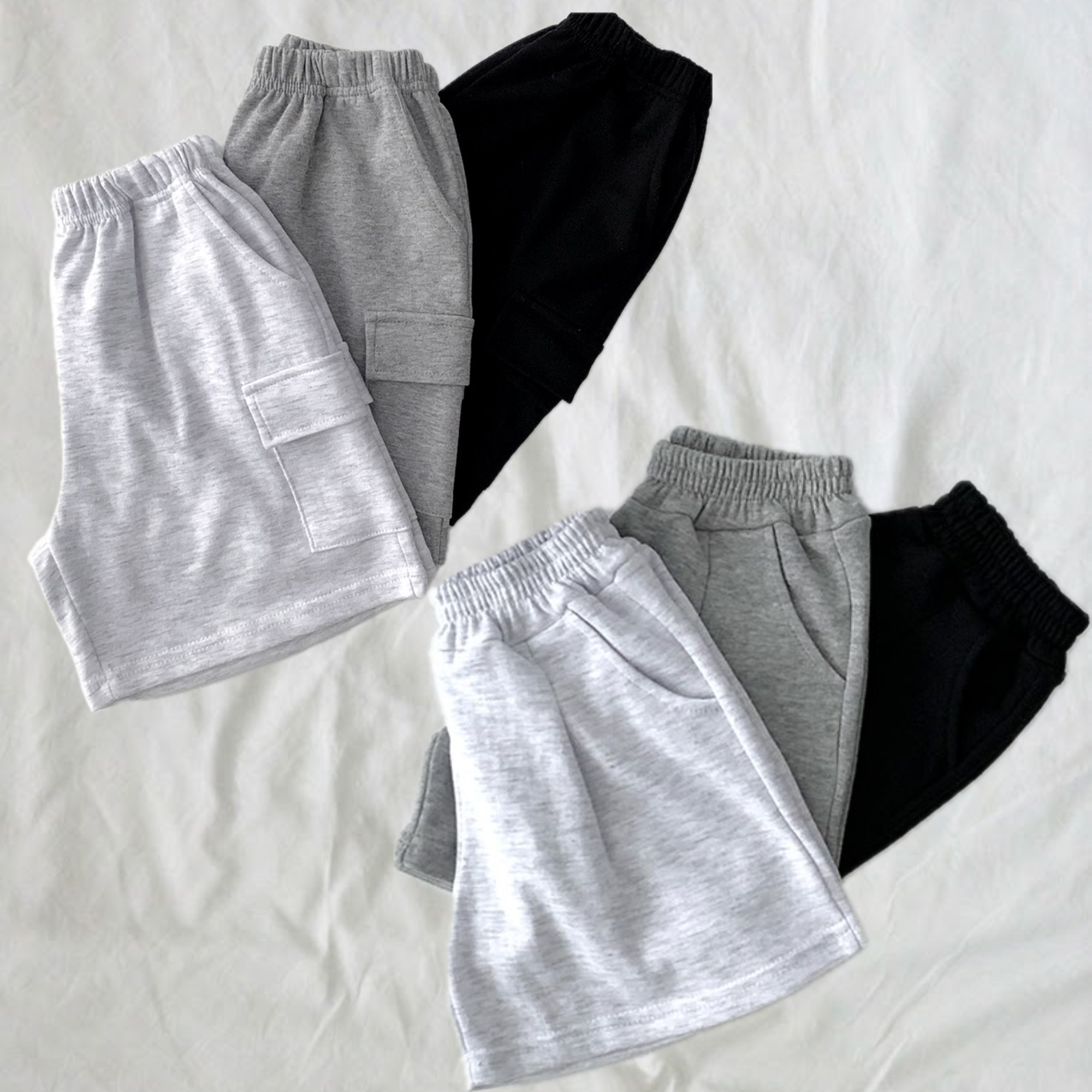 (2pack) Dsaint Pin-Tuck & Cargo Wide Cotton Shorts — Kids
