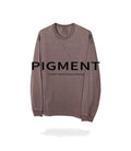 T-shirt a maniche lunghe in cotone pesante USA con pigmento curvo
