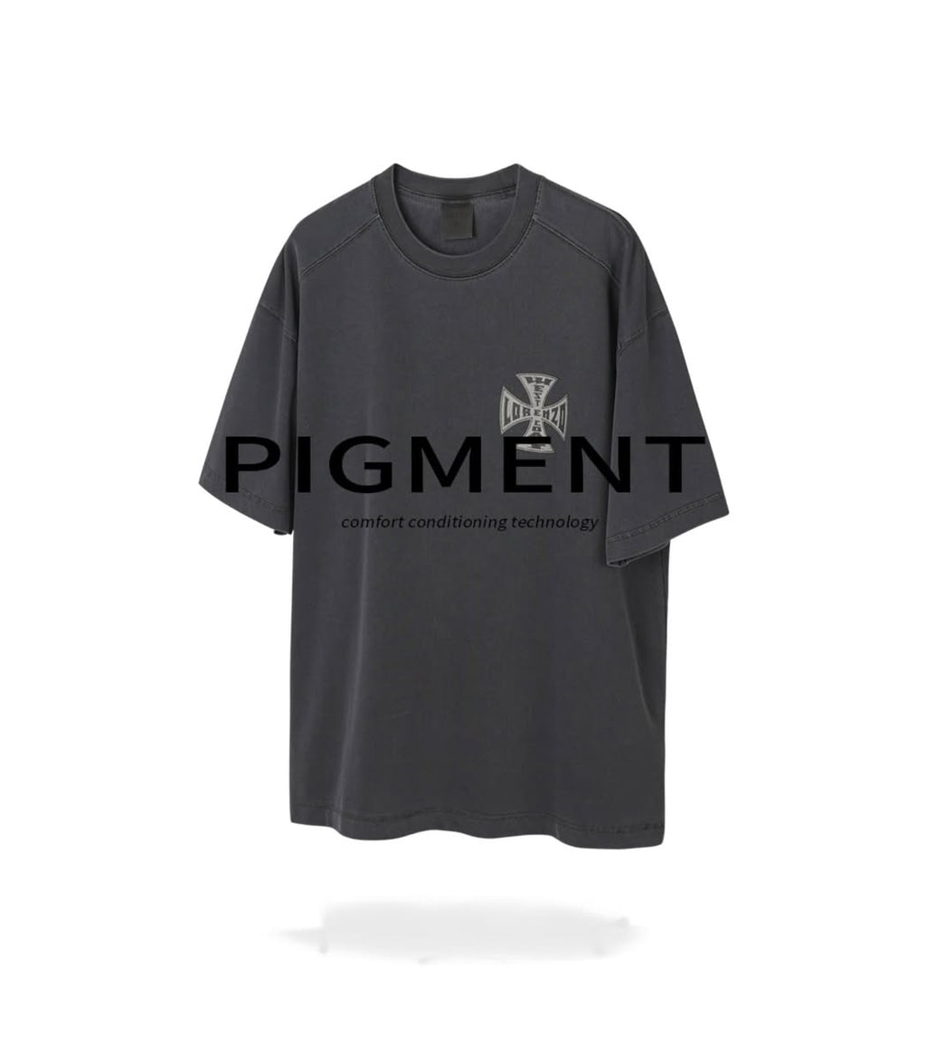 T-shirt à manches courtes Lorenzo à motif, teint dans la masse