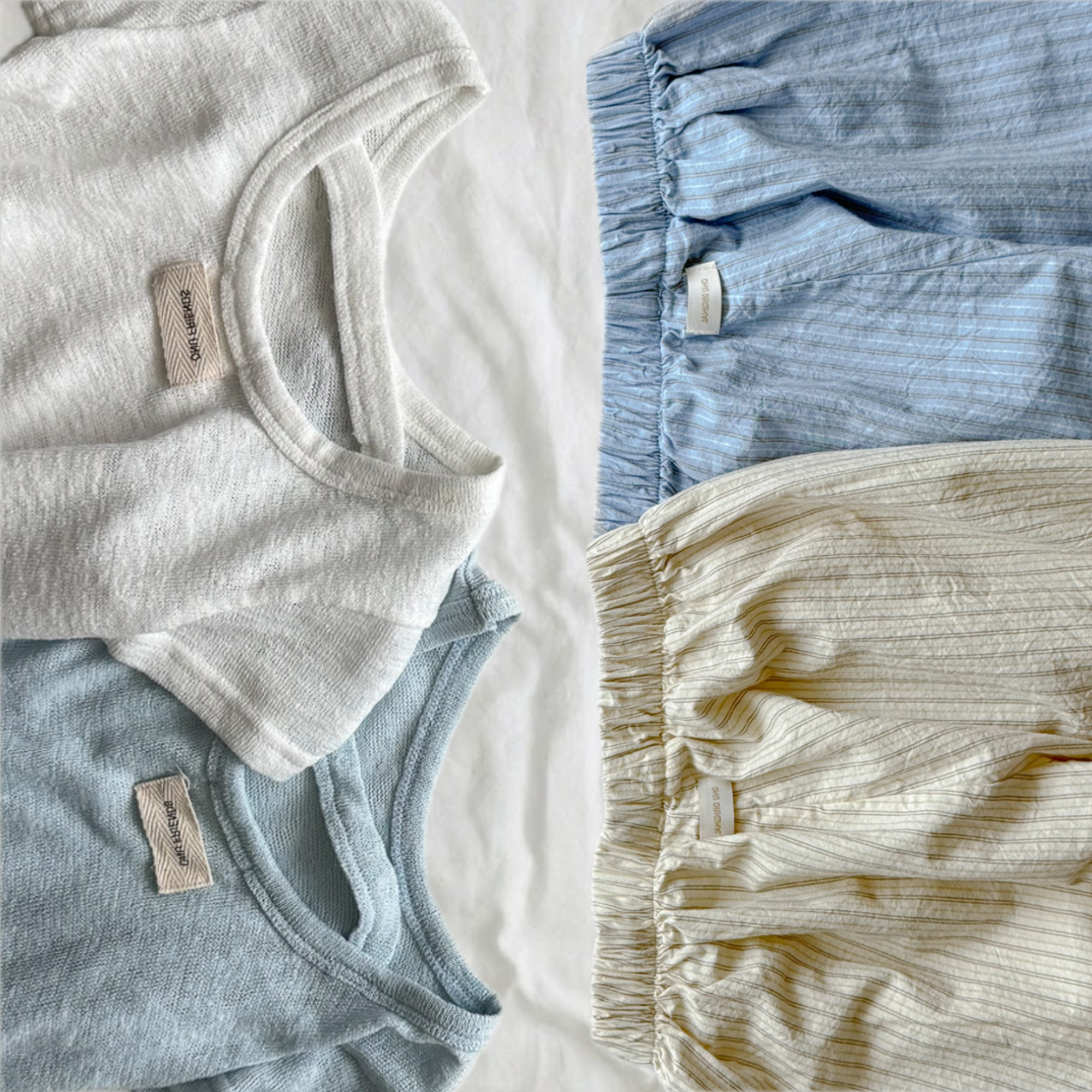 Onu Back U-Neck Tee & Stripe Wide Pants Set