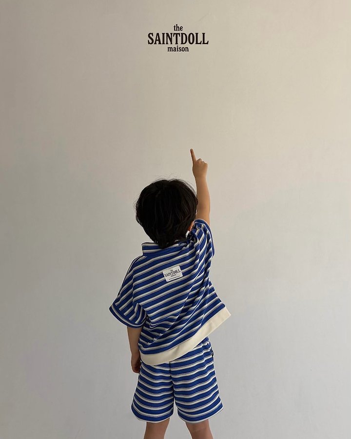 Saintdoll Stripe Half-Zip Top & Shorts Set — Kids