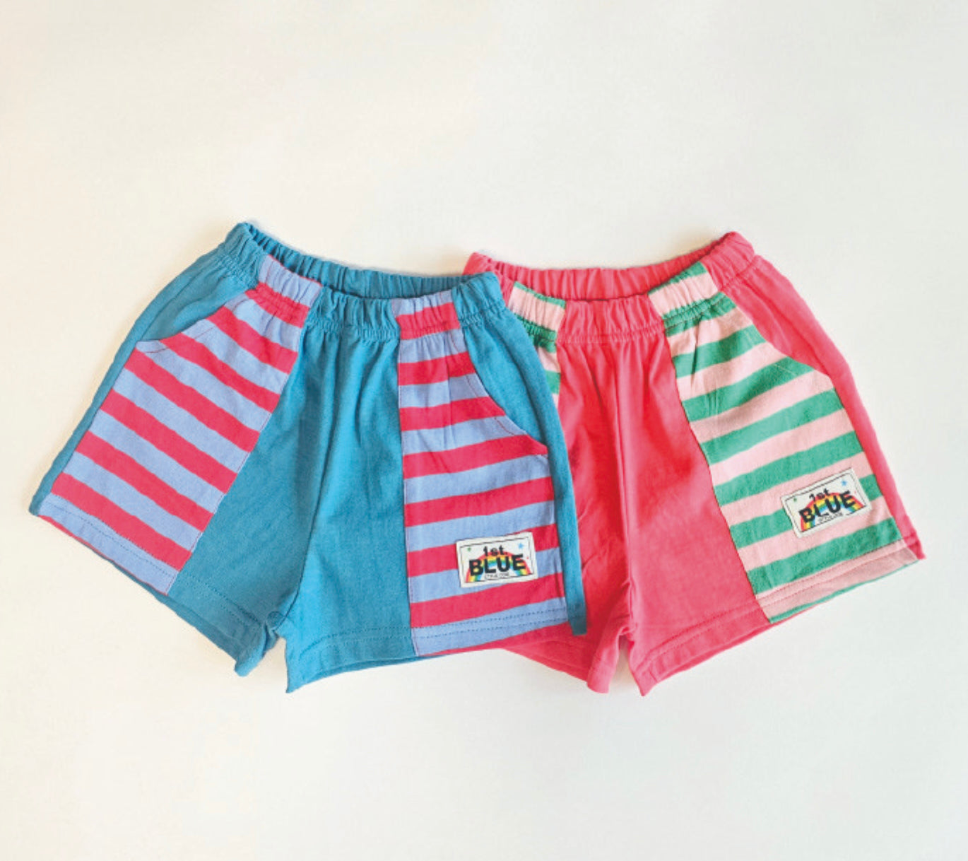 (2pack) Firstblue Bold Stripe Cotton Shorts — Kids