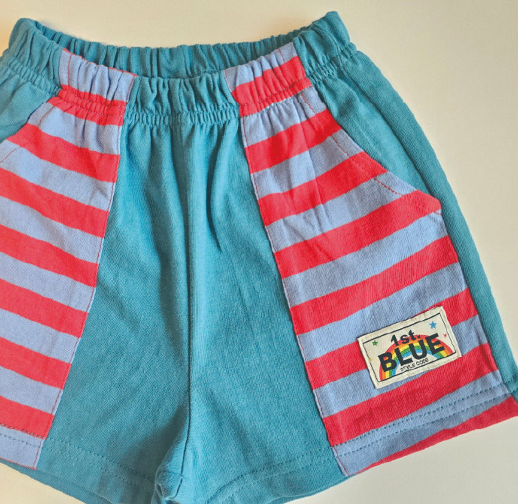 (2pack) Firstblue Bold Stripe Cotton Shorts — Kids