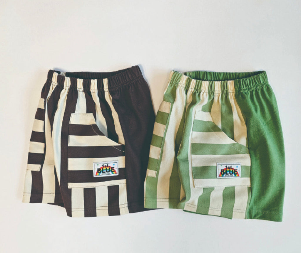 (2pack) Firstblue Bold Stripe Cotton Shorts — Kids