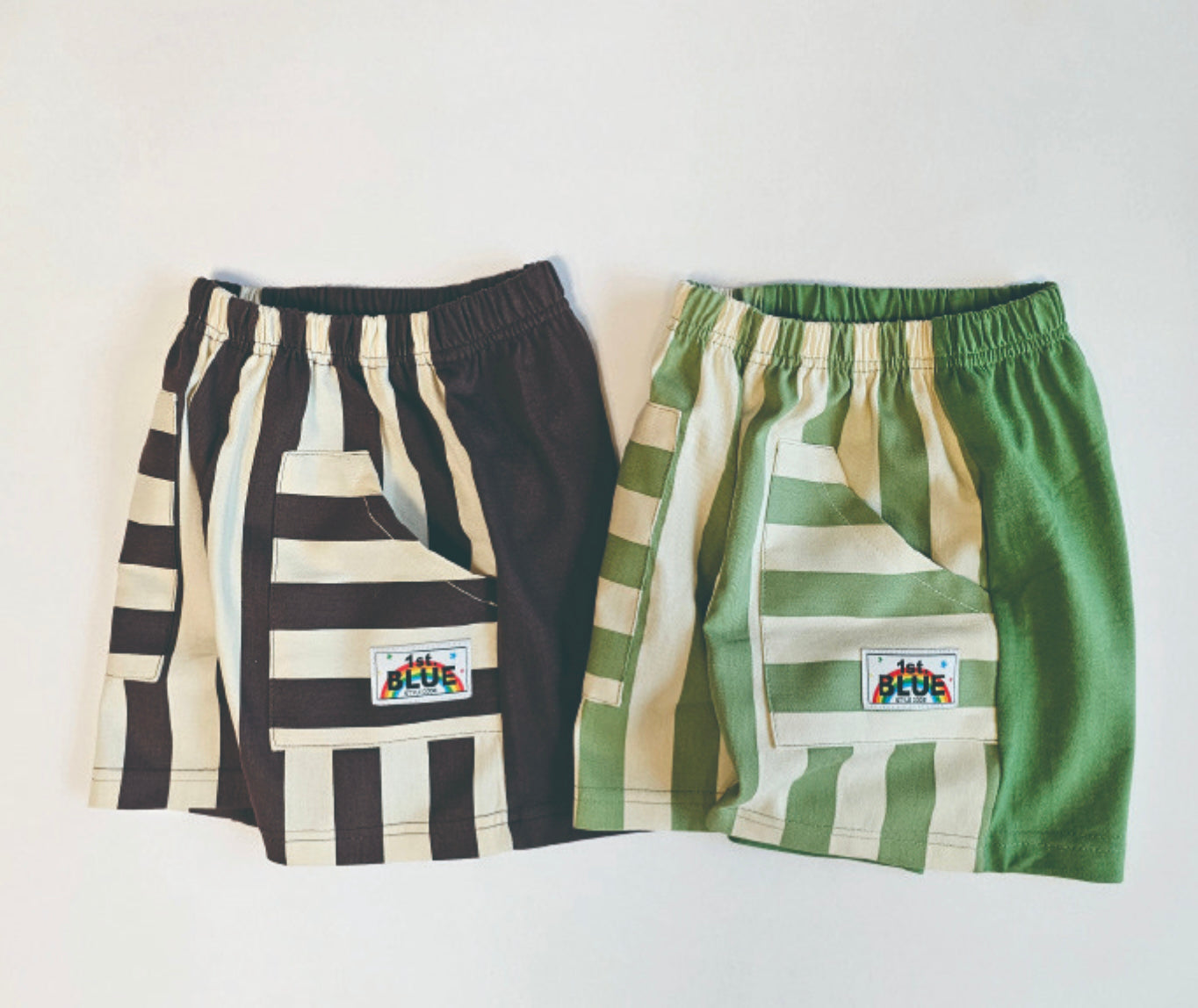 (2pack) Firstblue Bold Stripe Cotton Shorts — Kids