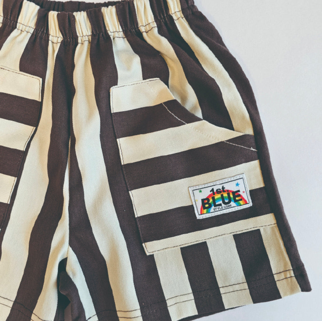 (2pack) Firstblue Bold Stripe Cotton Shorts — Kids