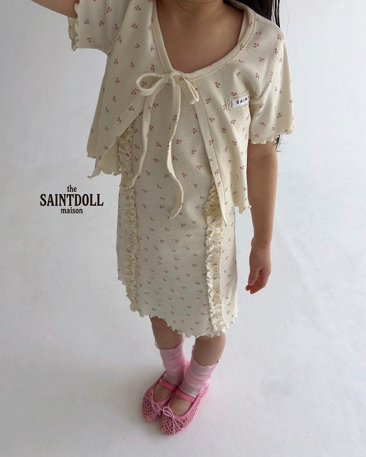 Saintdoll Cherry Print Ruffle Dress & Cardigan Set — Kids