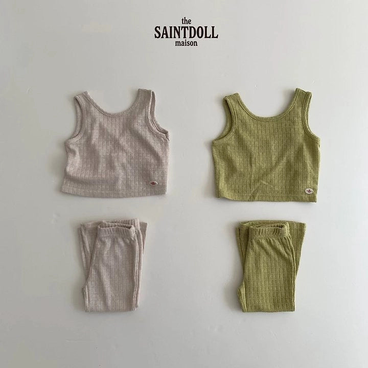 Saintdoll Textured Knit Tank Top & Wide-Leg Pants Set — Kids