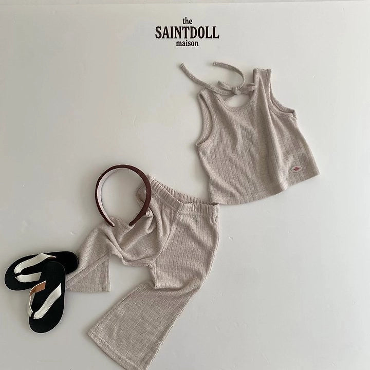 Saintdoll Textured Knit Tank Top & Wide-Leg Pants Set — Kids