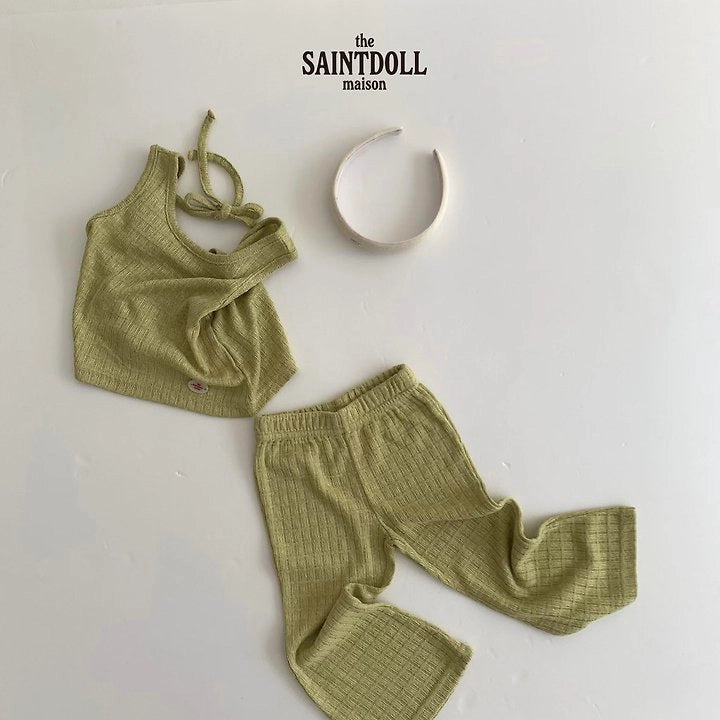Saintdoll Textured Knit Tank Top & Wide-Leg Pants Set — Kids