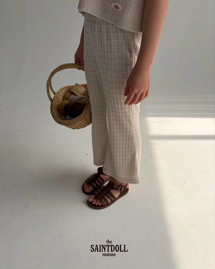 Saintdoll Textured Knit Tank Top & Wide-Leg Pants Set — Kids