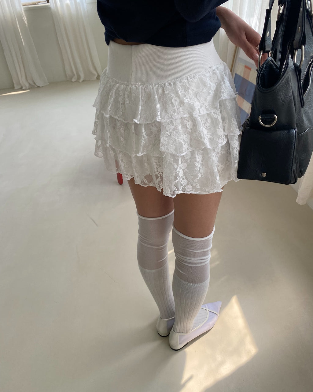 Poesie Tiered Lace Cancan Mini Skirt