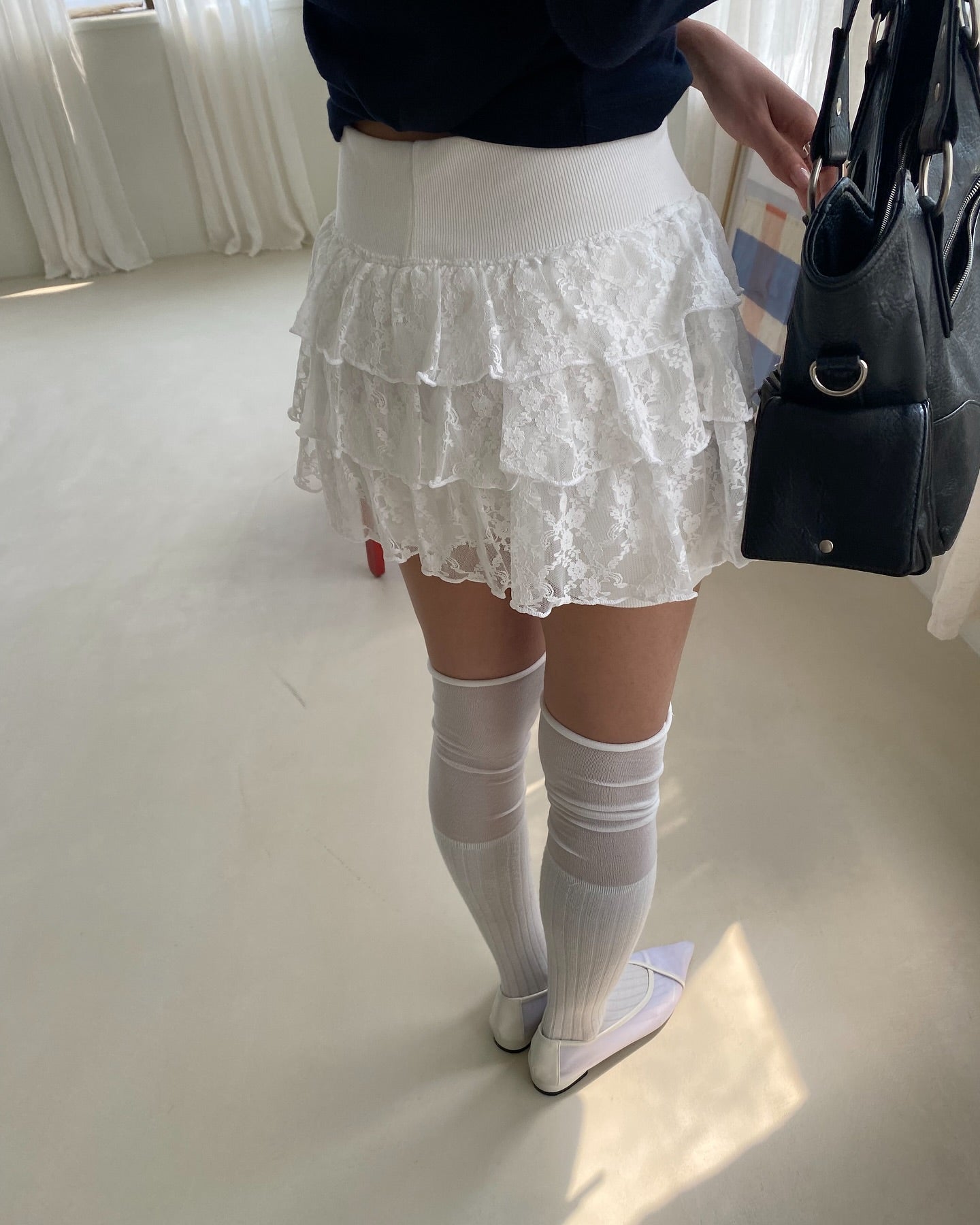 Poesie Tiered Lace Cancan Mini Skirt