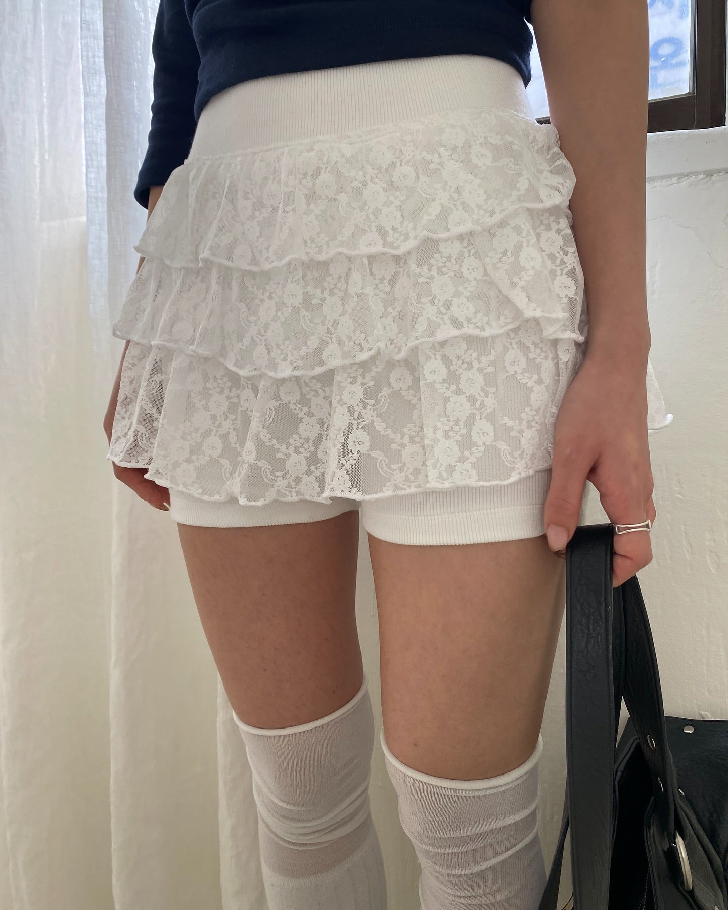 Poesie Tiered Lace Cancan Mini Skirt
