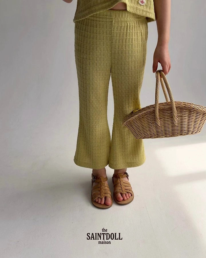 Saintdoll Textured Knit Tank Top & Wide-Leg Pants Set — Kids