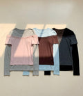 Excuse  Layered Lace-Trim Off-Shoulder Long Sleeve Top