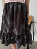 Poesie Check Elastic Waist Midi Skirt with Ruffle Hem