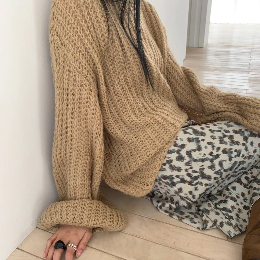 Leopard Print Midi Skirt Dark Beige front close-up shirt and skirt detail