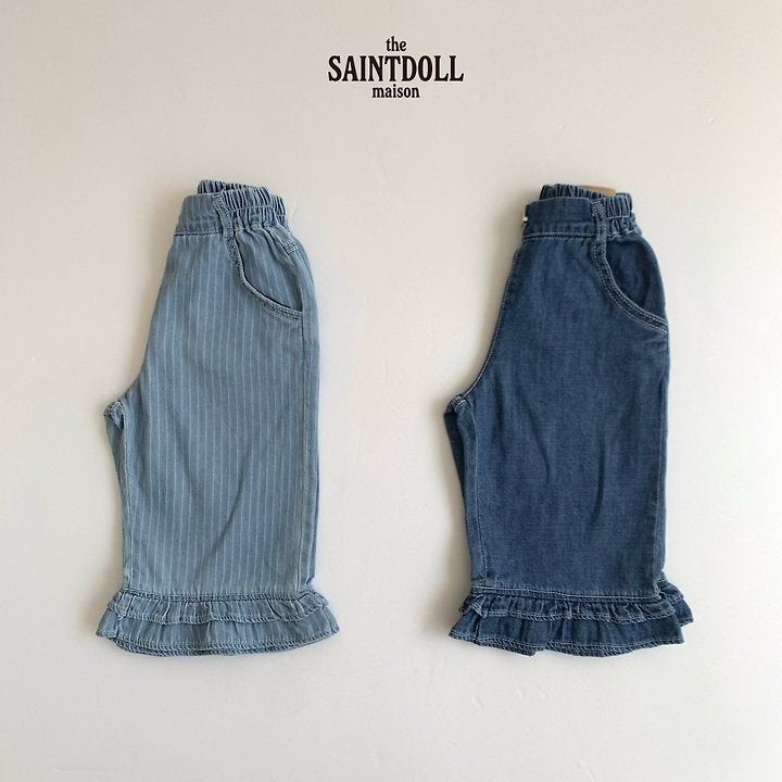 Saintdoll Petit Ruffle Hem Wide-Leg Denim Pants — Mother & Child Matching