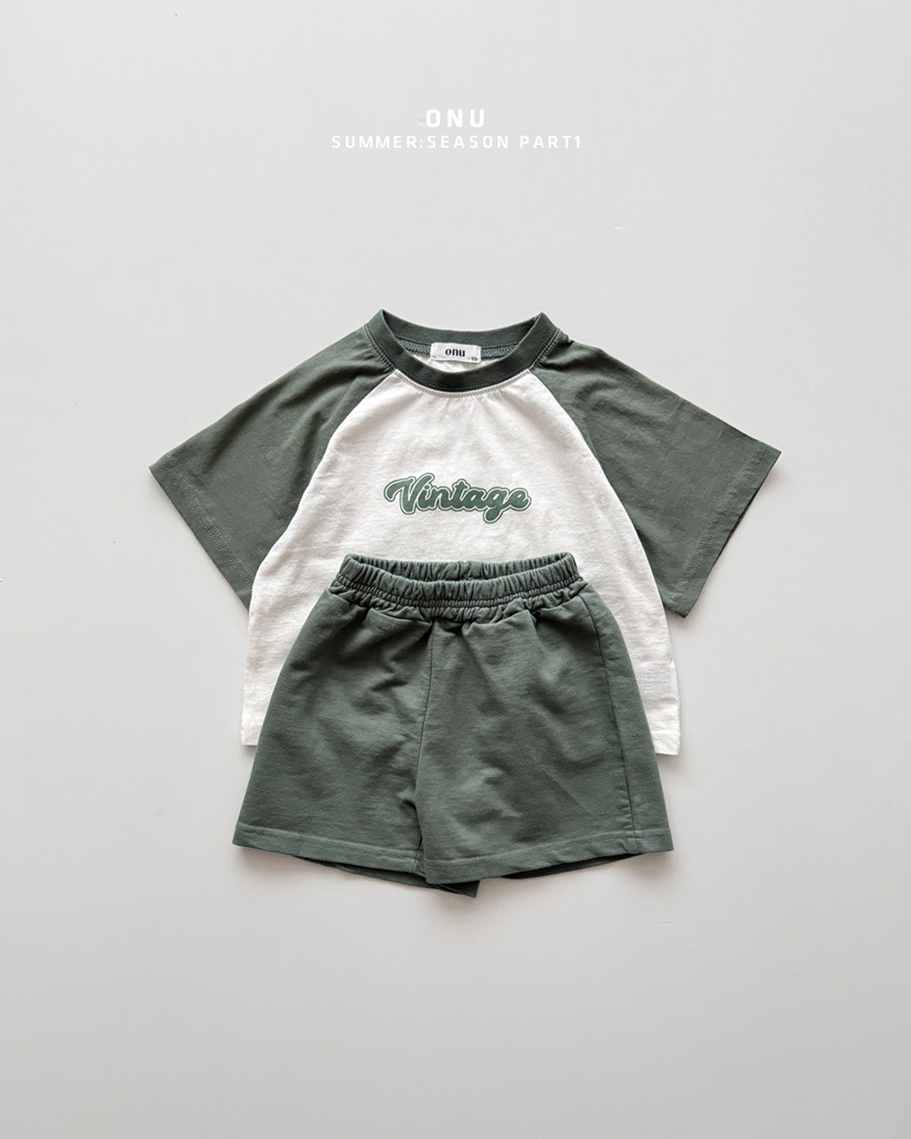 Onu Raglan Vintage Tee & Mini Terry Shorts Set (+ Optional NY Ball Cap)
