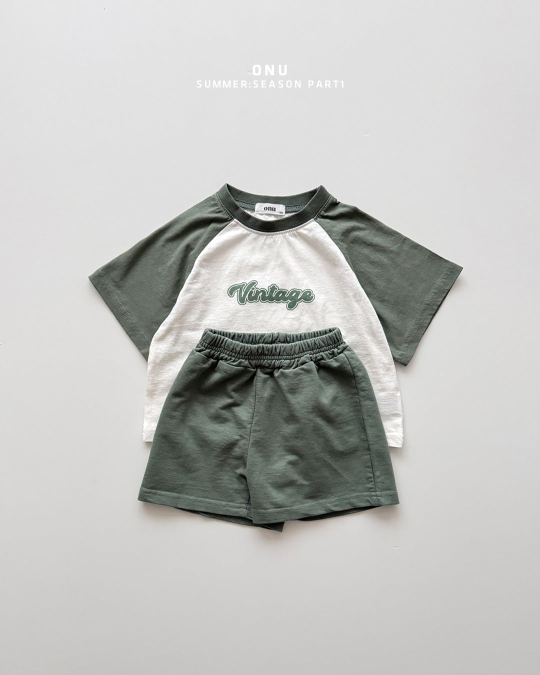Onu Raglan Vintage Tee & Mini Terry Shorts Set (+ Optional NY Ball Cap)