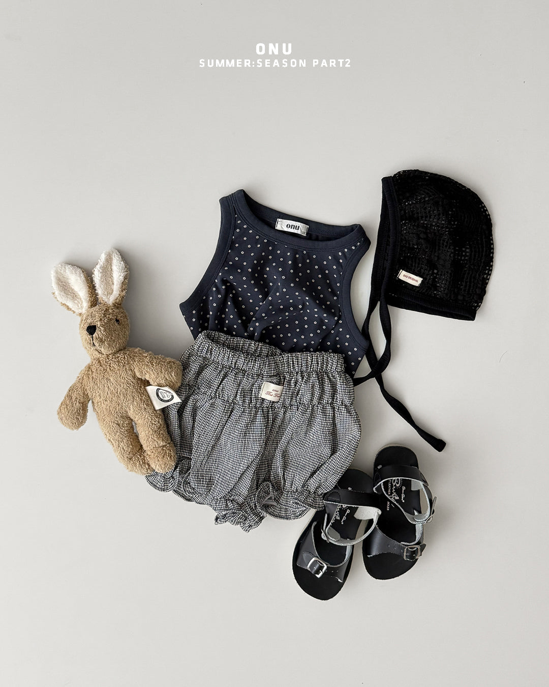 Onu Gingham Water Bloomer Shorts & Beach Ball Cap Set