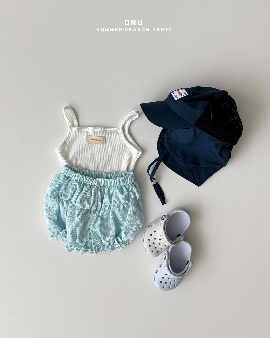 Onu Gingham Water Bloomer Shorts & Beach Ball Cap Set