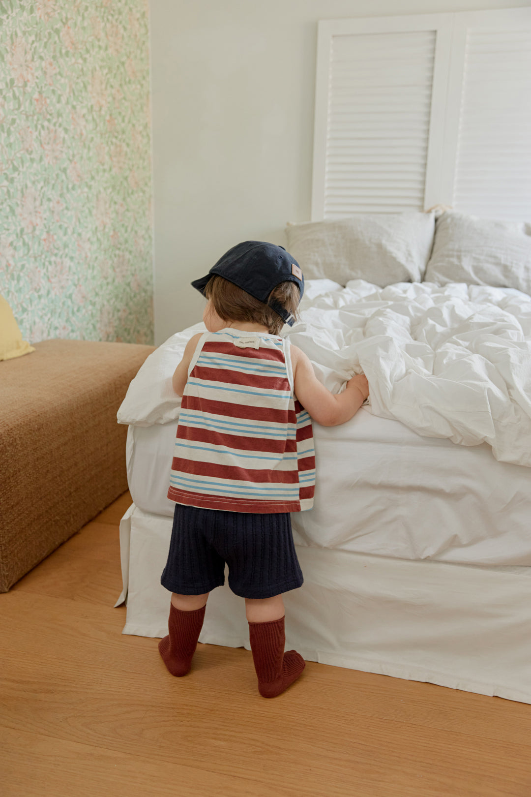 Onu Stripe Bias-Trim Tank & Jacquard Shorts Set (+ Optional NY Ball Cap)