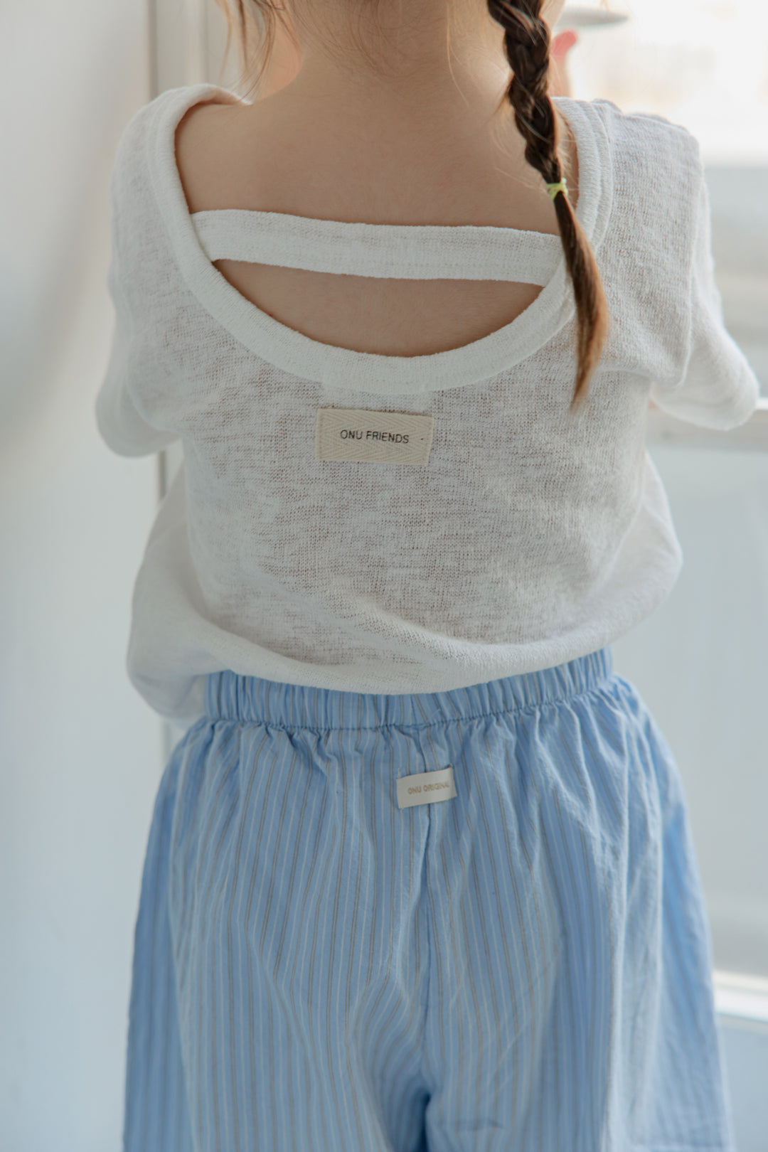 Onu Back U-Neck Tee & Stripe Wide Pants Set