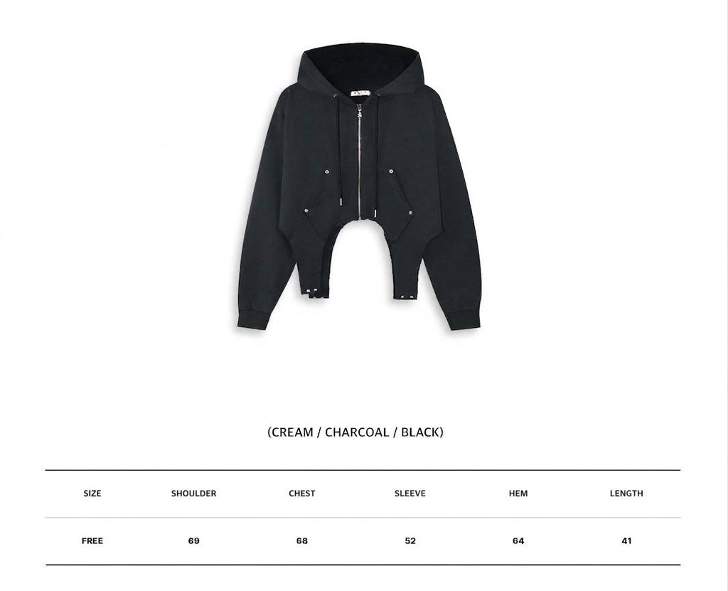 Fringe Hem Hooded Zip-Up Jacket