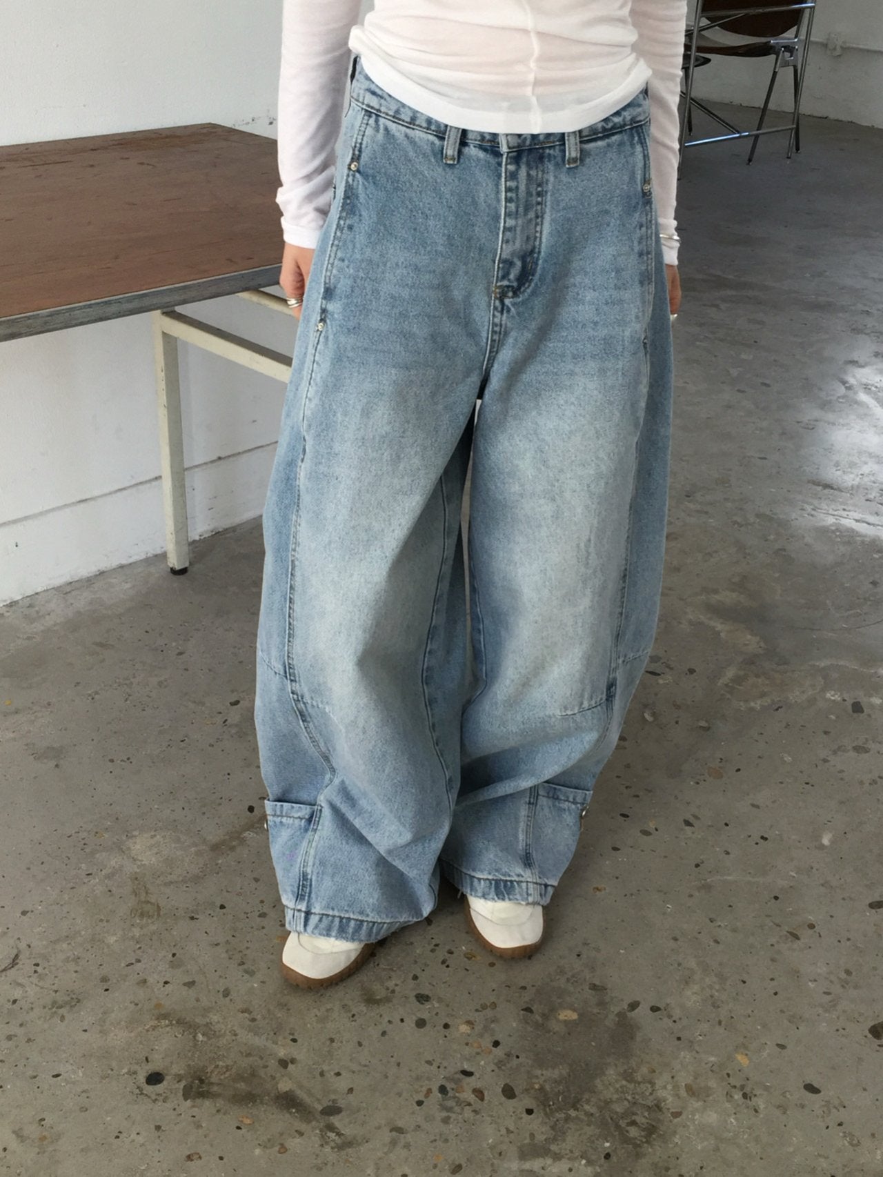 Jeans a gamba larga effetto lavato