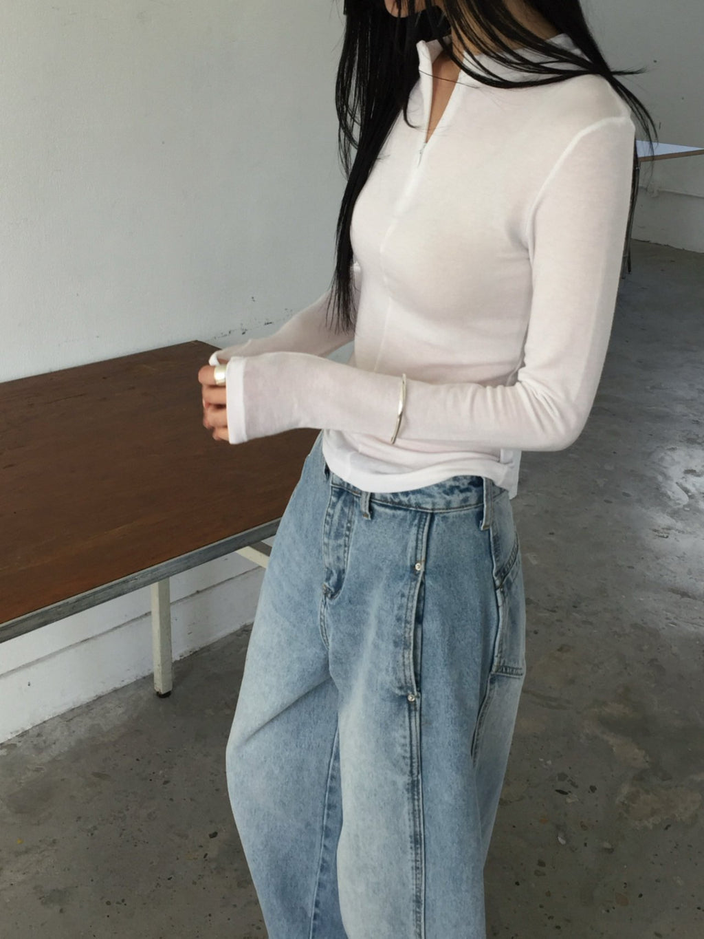 Jeans a gamba larga effetto lavato