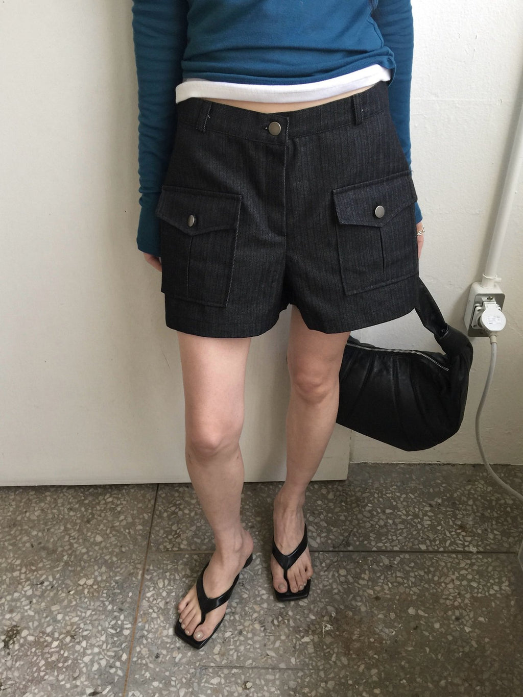 Shorts en jean à poches cargo