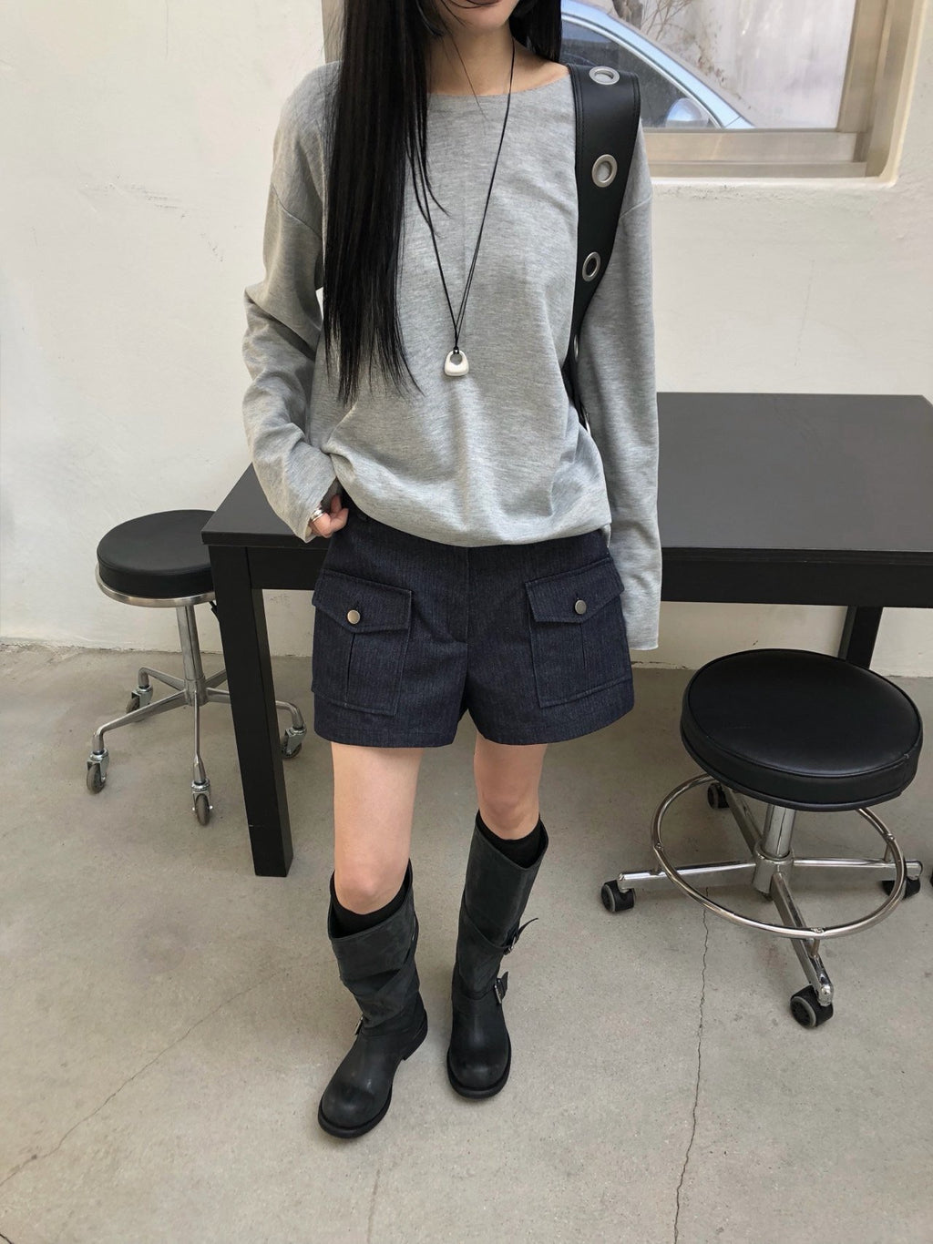 Shorts en jean à poches cargo