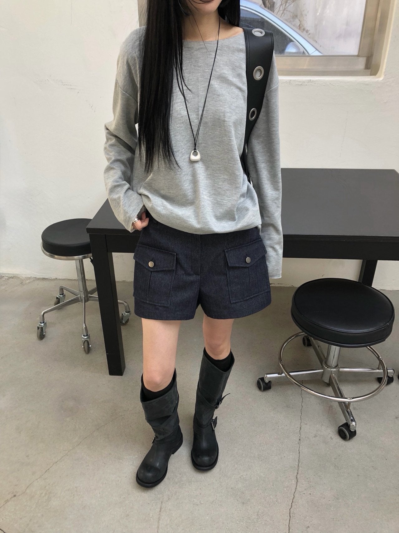 Shorts en jean à poches cargo