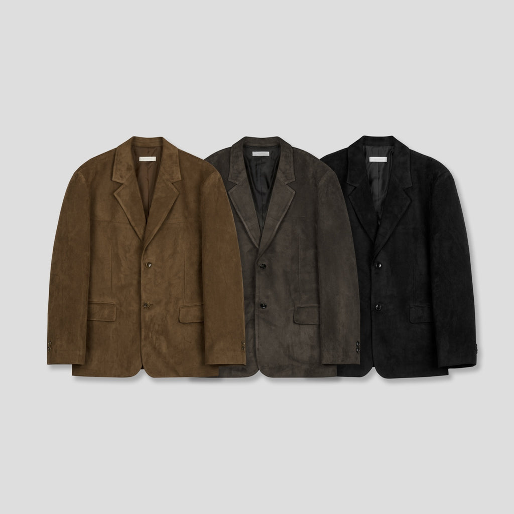Blazer oversized in pelle scamosciata