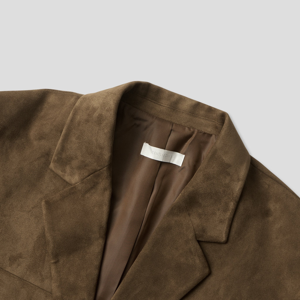 Blazer oversized in pelle scamosciata