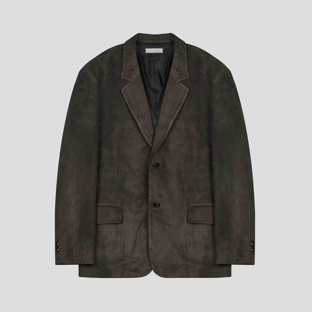 Blazer oversized in pelle scamosciata