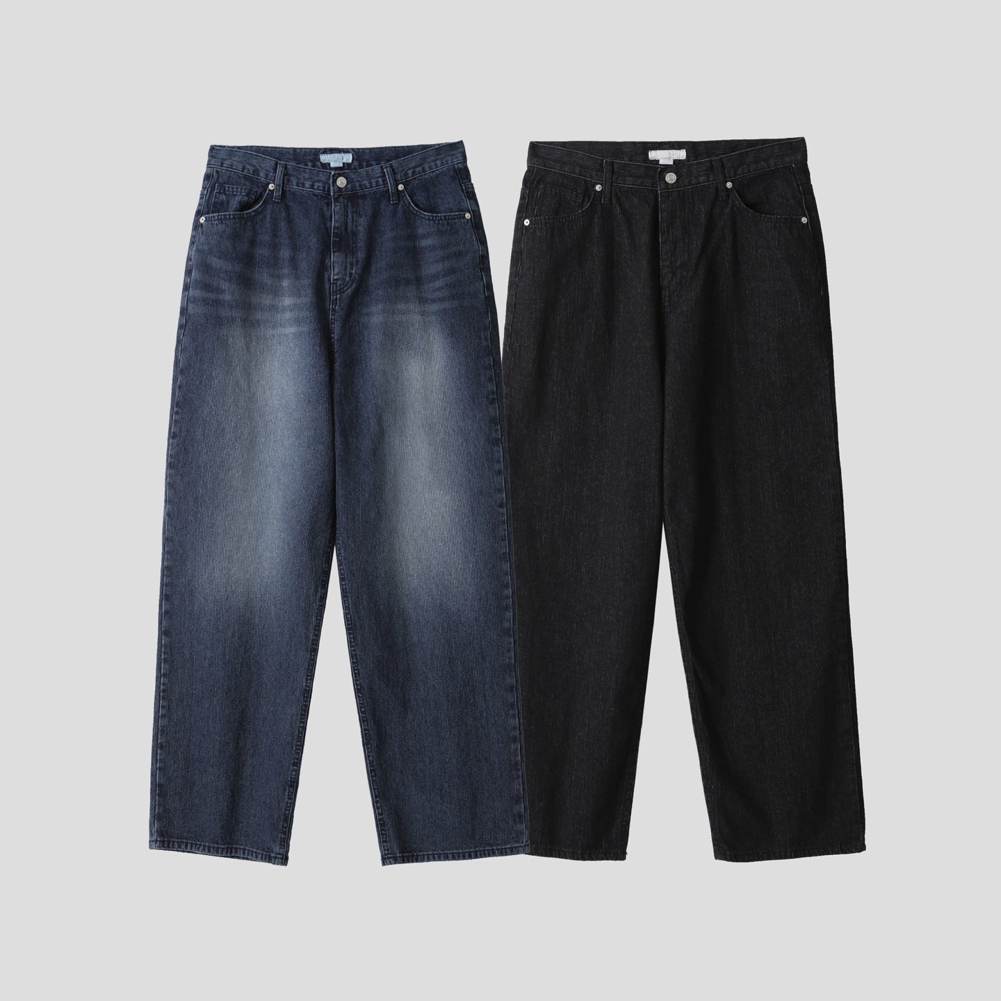 Jeans ampi in velluto a coste in vita