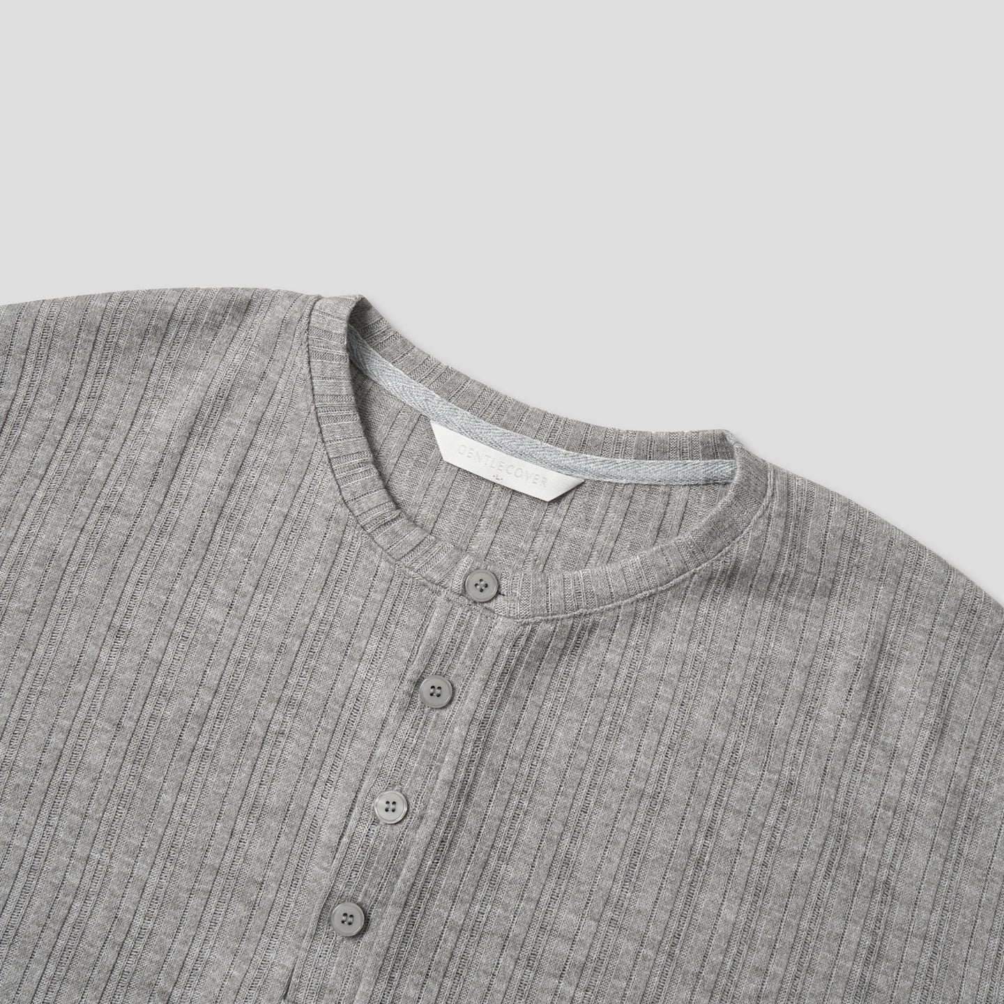 T-shirt à manches longues Henley côtelé