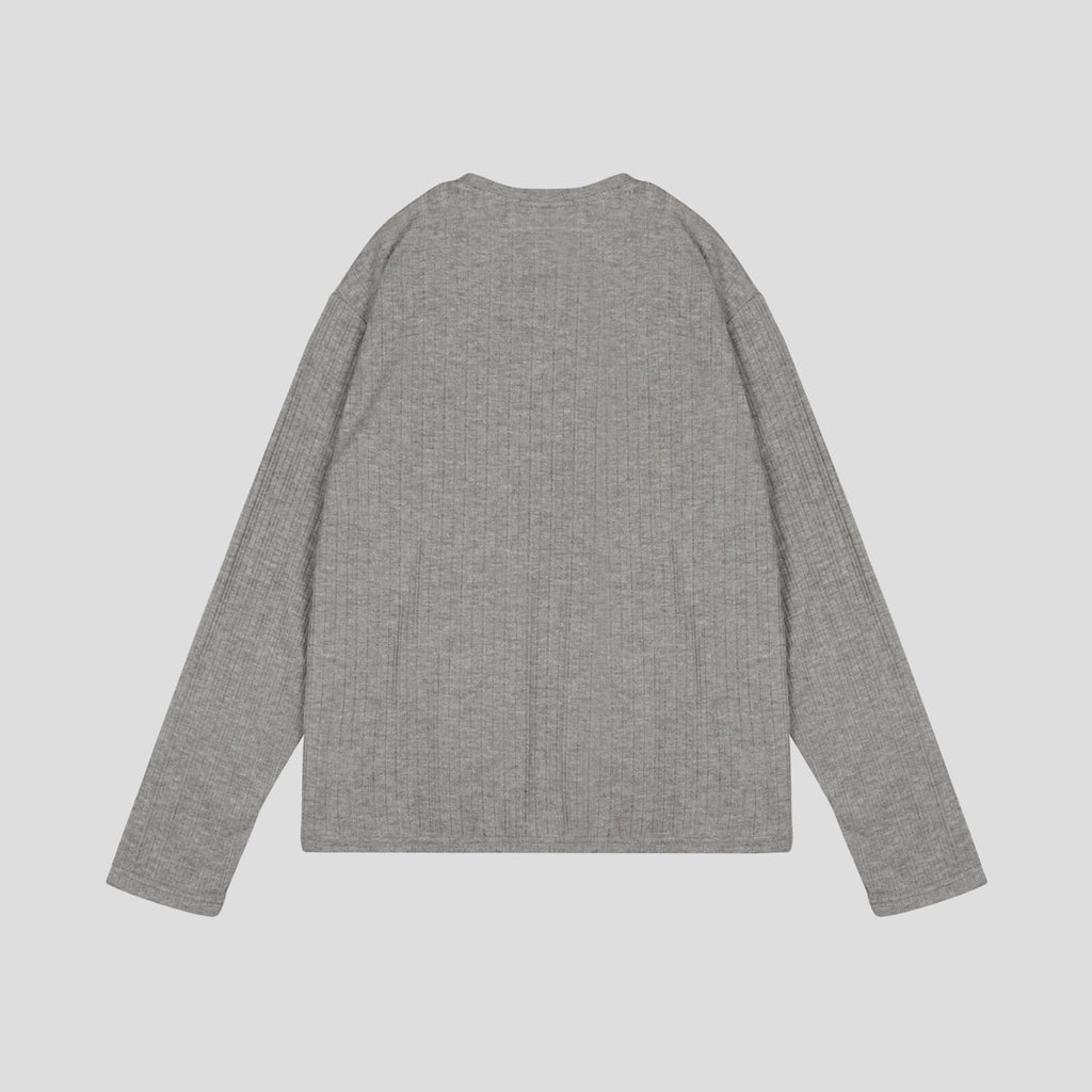 T-shirt à manches longues Henley côtelé