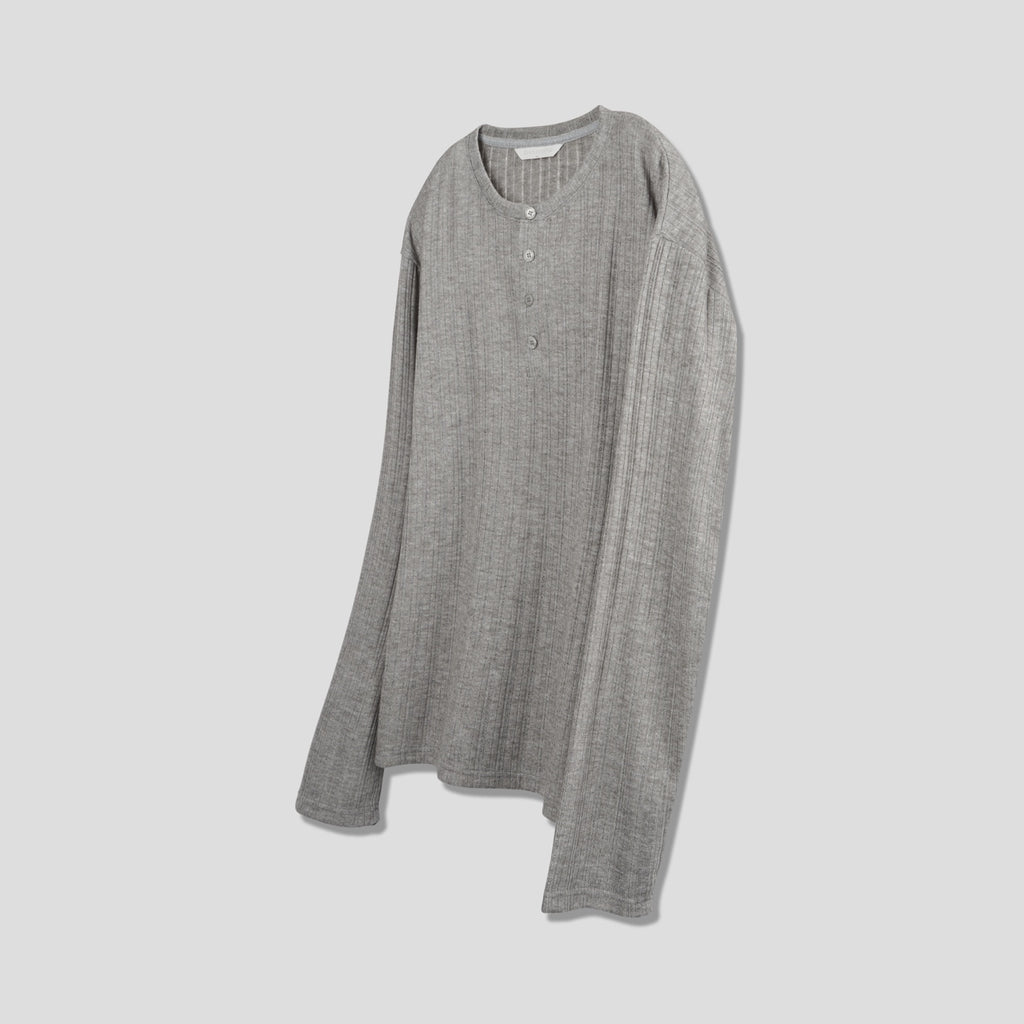 T-shirt à manches longues Henley côtelé
