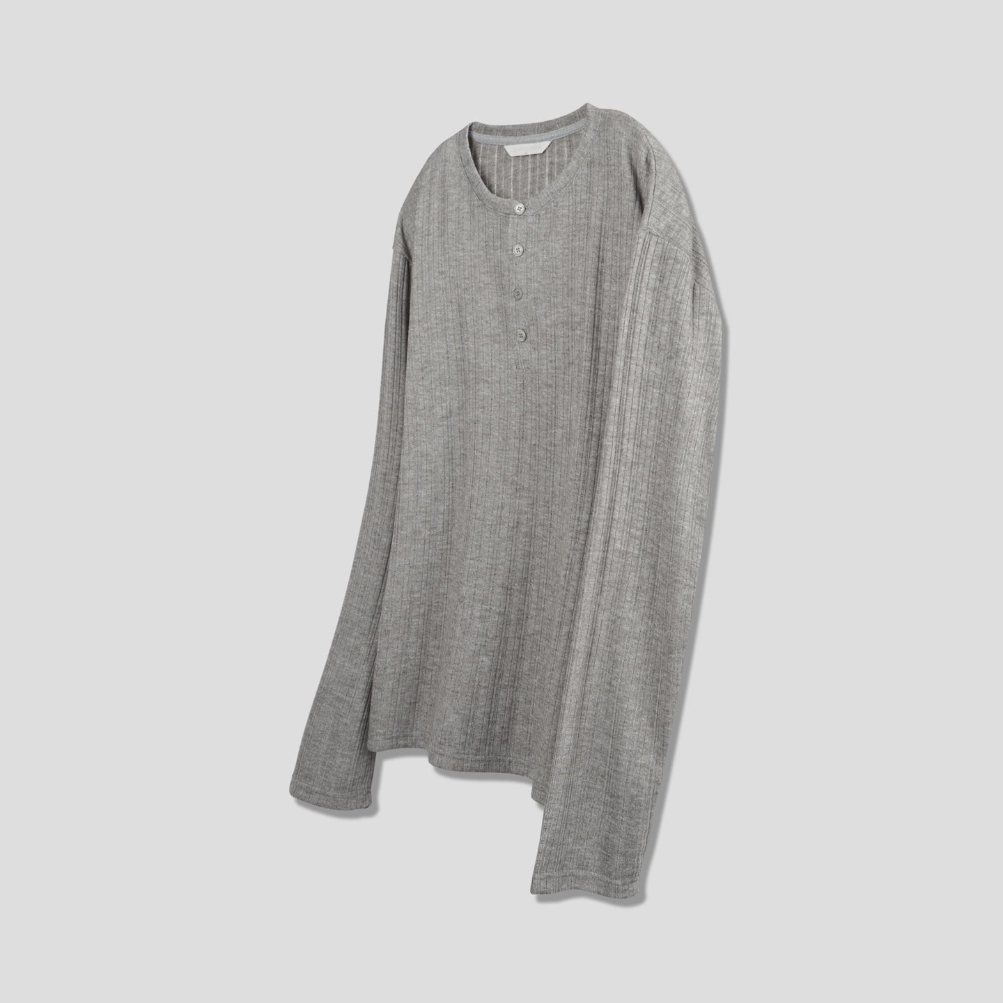 T-shirt à manches longues Henley côtelé