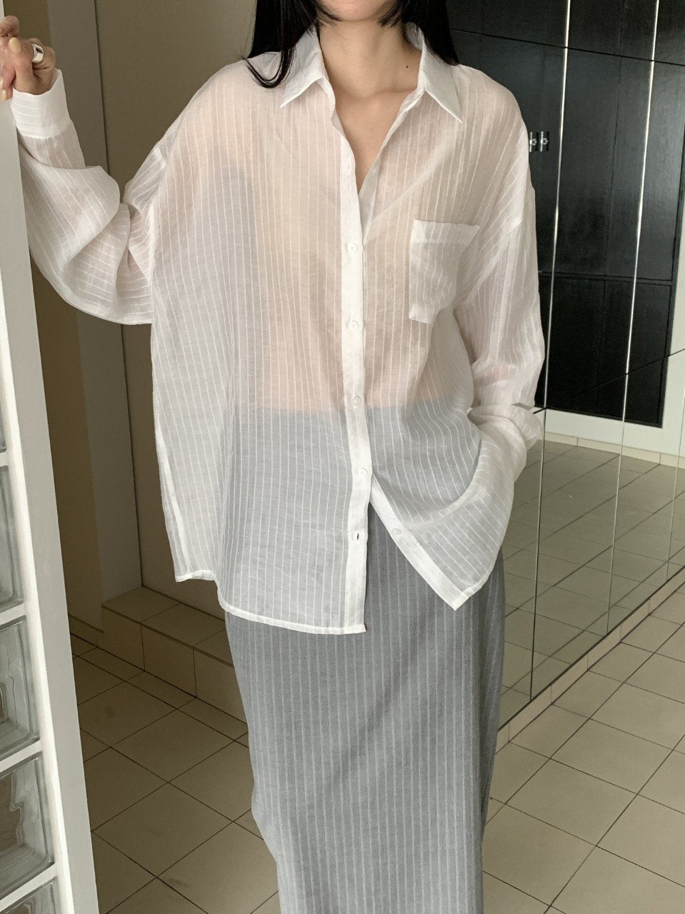 Camicia rilassata Tencel a righe