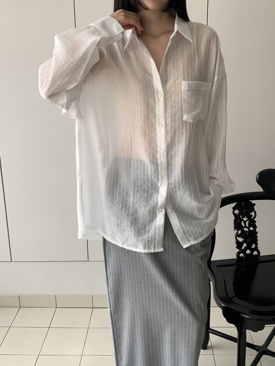 Camicia rilassata Tencel a righe