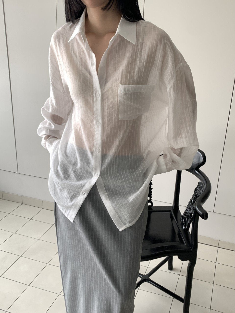 Camicia rilassata Tencel a righe